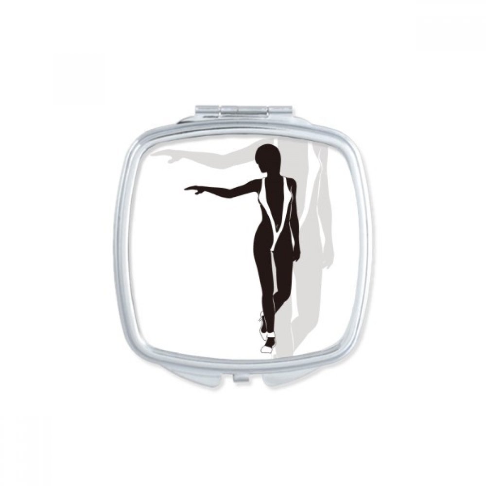 Miroir de poche carré Silhouette Femme pour maquillage compact nomade