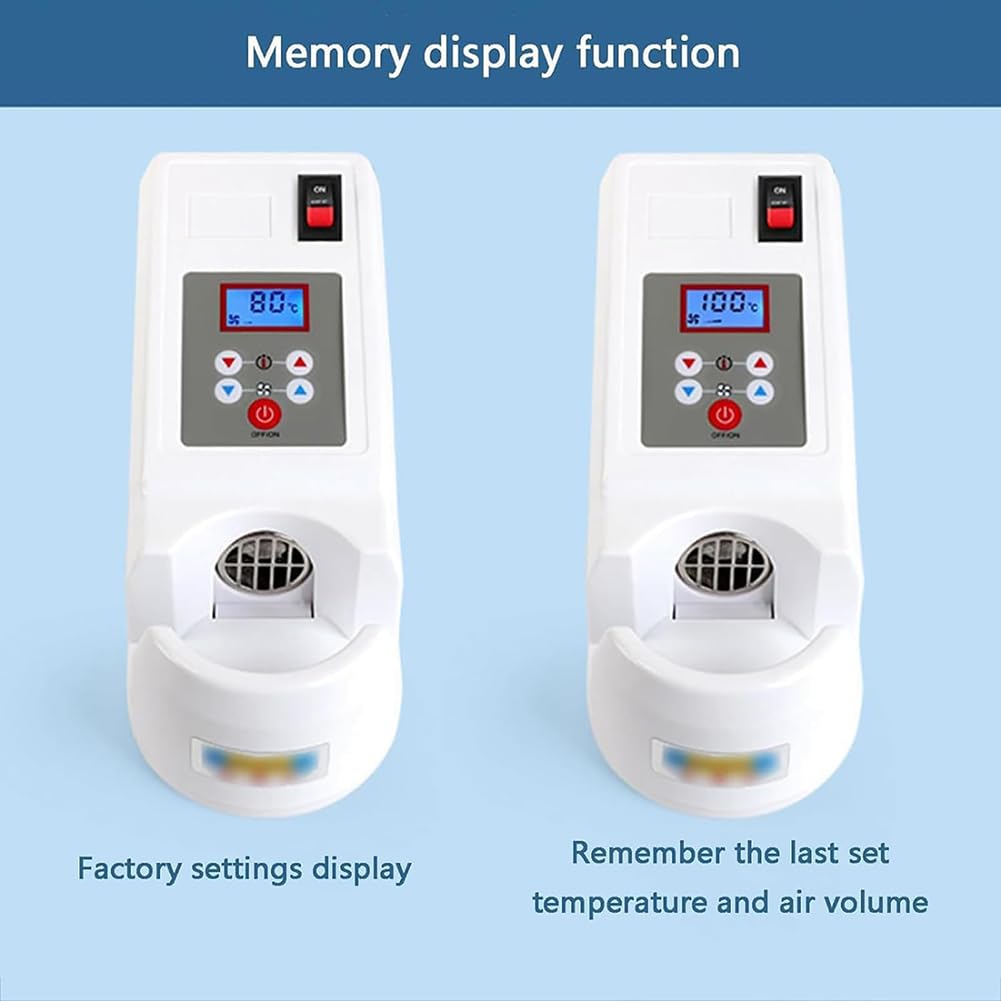 Calentador eléctrico de Montura de Gafas, Calentador de Montura de Gafas ópticas con Pantalla LCD, Velocidad del Viento de 6 velocidades y Temperatura 80-160 °C Ajustable, Memoria y protección