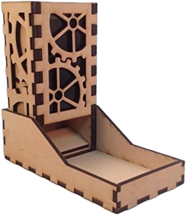 Gears Steampunk Themed Dice Tower and Tray Smoke Laser Cut MDF Unique Fast Shipping