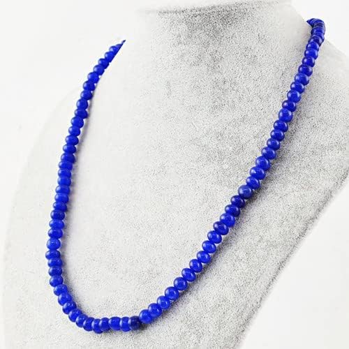 132.00 Cts Earth Mined ENHANCED Sapphire Beads Single Strand Necklace CHIK_NECKLACE-31948