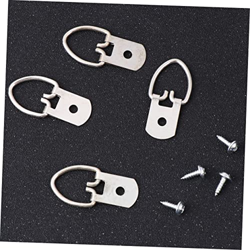 Image of 200Pcs D Ring Picture Frame Hooks with Screws Heavy Duty Wall Fixing Hardware for Hanging Photos Paintings and Artwork Includes Hooks and Screws