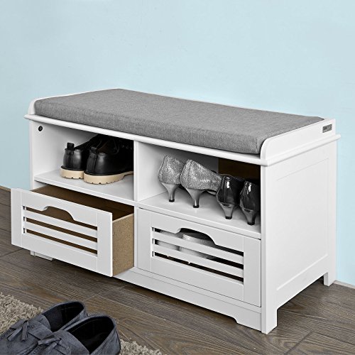 Haotian Faux Leather Storage Ottoman,Folding Storage Bench with Seat Cushion (V-FSR36-K-W)
