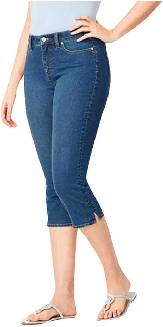 NP Woman's Jeans Black Denim Pants Ladies Cropped Trousers Skinny Knee
