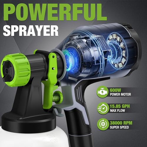 WORKPRO Paint Sprayer, 600W HVLP Spray Paint Gun with 4 Nozzles - image 3