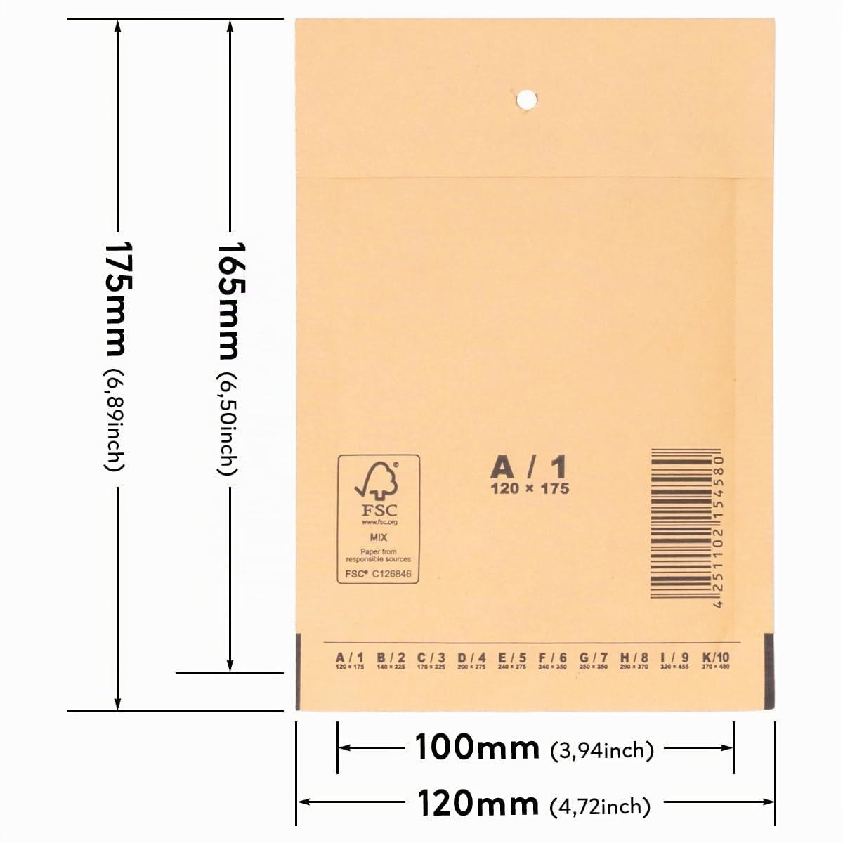 verpacking sobres acolchados 120 x 175 mm marrón A1 [tamaño y cantidad a elegir] autoadhesivo bolsas de envío con burbuja 1000 unidades
