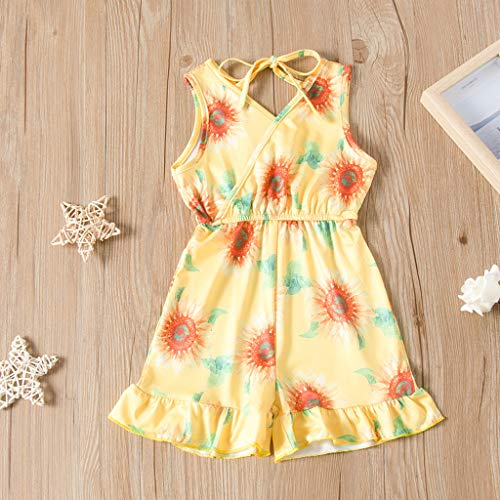 Girls Romper&Jumpsuit 4-5 Years Toddler Kids Baby Girls Sleeveless Sunflower Print Bodysuit Jumpsuit