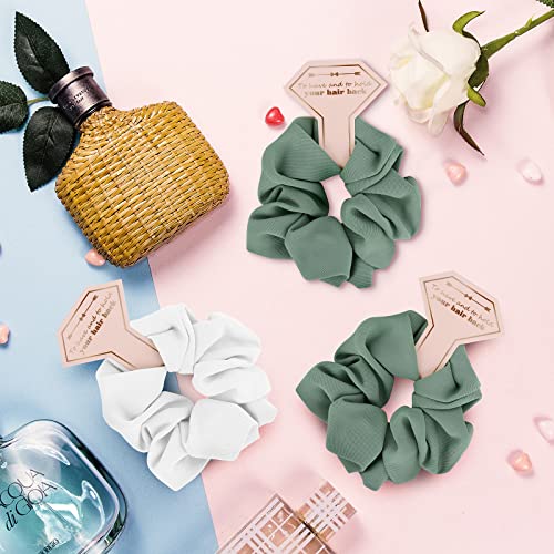 Loanzeg Satin Bridesmaid Scrunchies Bachelorette Hair Ties Set Of 6 Bridal Shower No Damage Hairties Ideas Gift For Wedding Party Favors Bridesmaid Proposal Gifts (White&Sage Green) #TOP6