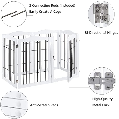 beeNbkks Pet Playpen with Wire, Extra Wide 6 Panels Freestanding Wooden Dog Gate with Walk Through Door and 5 Support… - Image 6