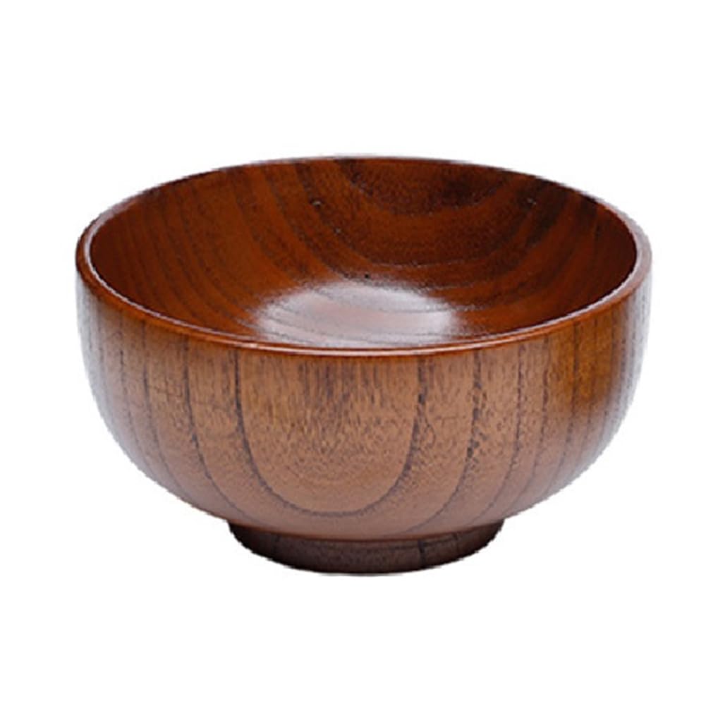 CTRLZS New Chinese Wooden Bowl with Whole Wood & Jujube.Instant Noodles Bowl Soup Bowl Heat-Insulating Fall- Bowl 16cm
