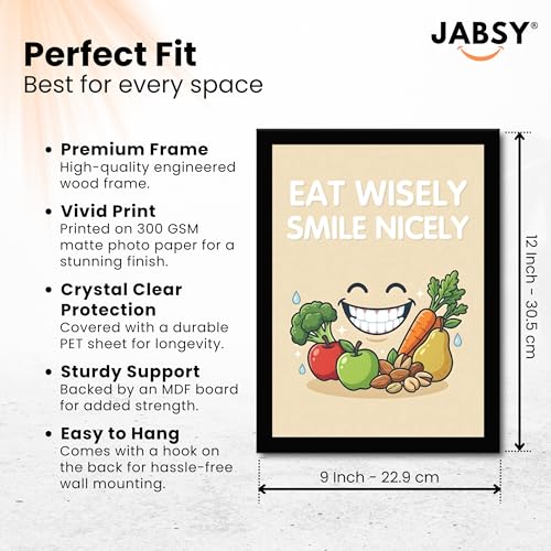 Image of JABSY Dentist Dental Gift Quote Frame Doctor Hospital Health Medical Wall Decor Poster Framed Gift (12X9 Inch Frame) (EAT)