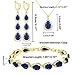 LMXXVJ Created Royal Blue Sapphire Jewelry Set for Women,18K Yellow Gold Necklace Long Earrings Bracelet with Teardrop Birthstone Luxury Fashion Jewelry Anniversary Prom Gift