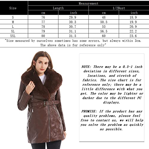 Gran Oriente Beige Faux Leather Jacket For Women With Faux Fur Collar Long Sleeve Parka With Pockets Warm Winter Parka Coat With Belt Plus Size Outerwear Gk027-Beige-2Xl #TOP5