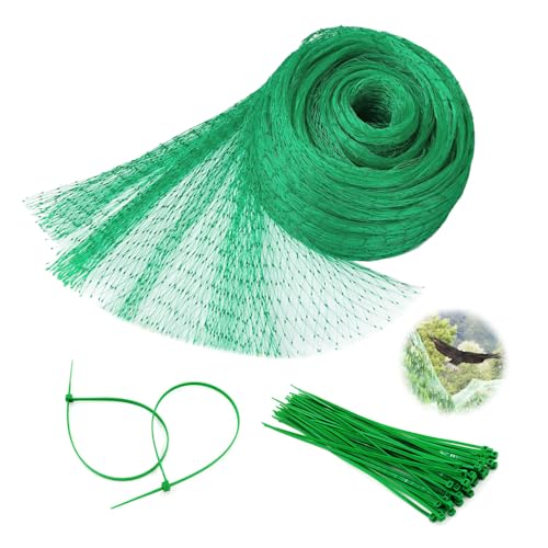 GIDWRIY Red Antipajaros 4 X 15 m,Mallas Antipalomas con 50 Bridas para Cables,Malla Protección Jardin,Red para Arboles Frutales,Estanque, Balcón,Mallas para Huerto,Malla Pajaros para Frutas Plantas
