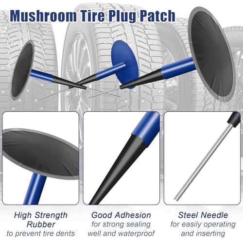 Anglekai 24+3PCS Tire Patch Kit, 24PCS Tire Repair Patch Plug Tool (36/46 / 60 mm)/ Patch Roller Tool/Repair Buffing Wheel/Hex Shank Drill Bit by Anglekai - Image 4