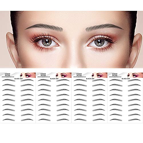 DAGEDA Black 36 Pairs 4 PC Eyebrow Transfers Stickers, Long Lasting Natural Waterproof Bionic Eyebrow Water Transfer Tattoo Eyebrow Sticker For Woman Man Makeup Tool（Black 09）