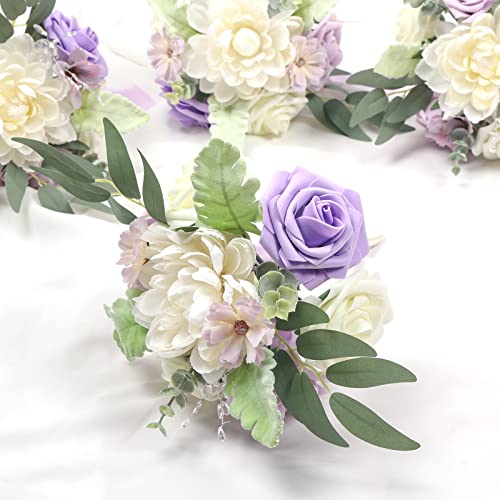 Aivanart Lavender Purple Artificial Flowers Bouquet Set Of 4 Bridesmaid Bouquets For Wedding Rustic Small Floral Centerpieces For Wedding Decorations Proposal Party Anniversary #TOP5