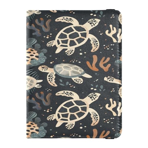 Porta passaporto portafoglio porta carte di vaccino custodia pelle per di credito tartarughe alghe marine organizer per documenti da viaggio Multi