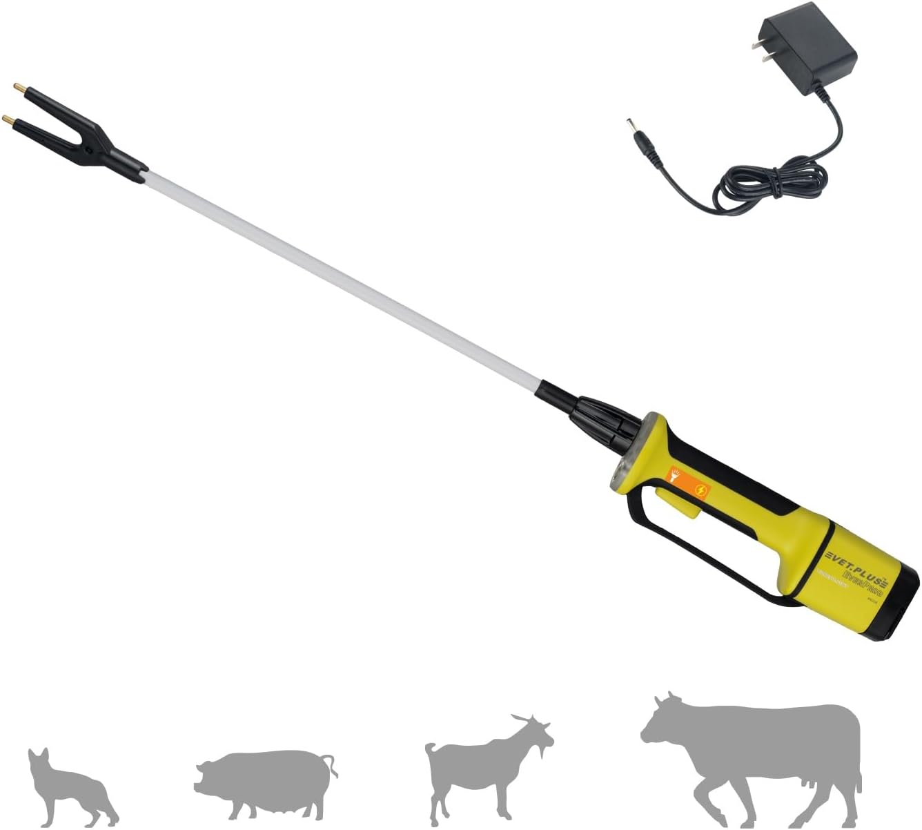 VETPLUS Waterproof Cattle Prod, Rechargeable Livestock Prod with LED Torchlight for Cattle, Cow, Hog, Goat, and Sheep, Animal Prod Equipped with Flexible Shaft