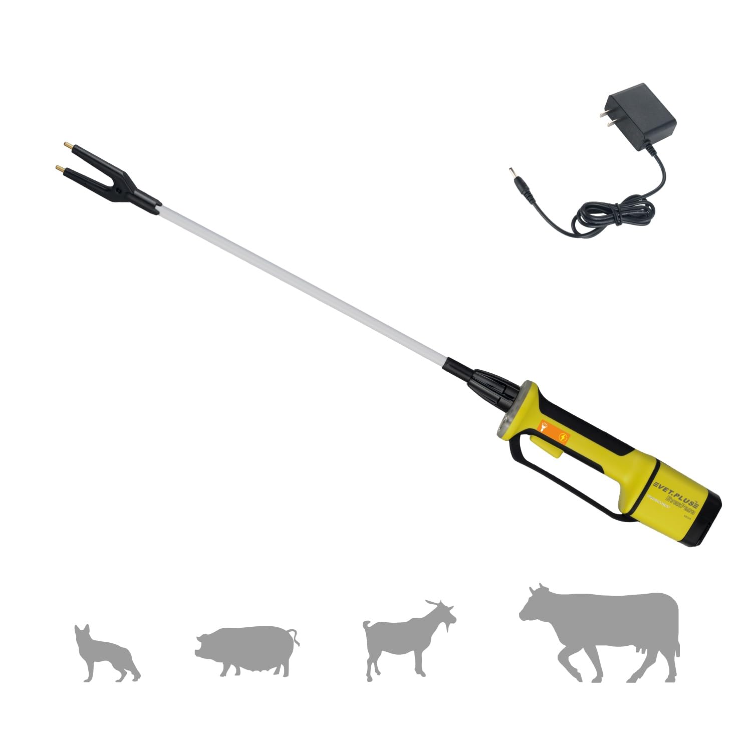 VETPLUS Rechargeable Cattle Prod for Livestock Cow, Dog, Hog, Goat, and Sheep Animal Prod with LED Torch Light, Equipped with Flexible Shaft (Total 38 1/2 inch)