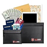 Fireproof Document Bags, File Storage Organizer Bag 15 x 11 and 9 x 7 Inches Set Non-Itchy Silicone
