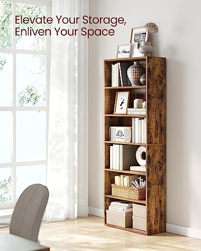 Image of VASAGLE Set of 2 Bookshelves, 23.6 Inches Wide, 6-Tier Open Bookcases with Adjustable Storage Shelves, Floor Standing Units, Rustic Brown ULBC166X01-2
