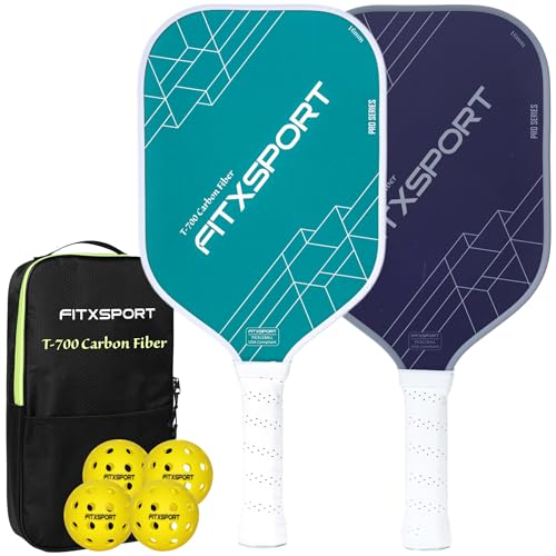 Carbon Filber Pickleball Paddle Set of 2 – USAPA Carbon Fiber 16mm Paddles with Bag & 4 Indoor Pickleballs | Cute Pickleball Gift for Women, Girls, Kids | Lightweight Racket for Pickleball Training