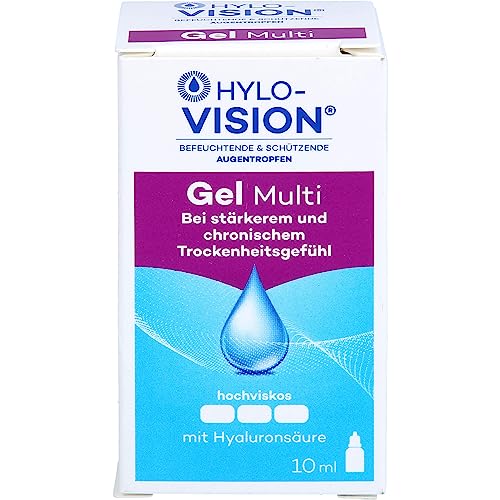 Hylo-Vision Gel Multi Augentropfen Intensive Befeuchtung & langanhaltende Linderung bei gereizten oder irritierten Augen und starkem Trockenheitsgefühl hochviskos geeignet bei Kontaktlinsen 10 ml