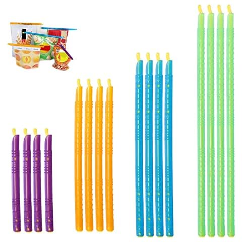 JTgugu 16 Pcs Food Bag Seal Clips Closure Clips Sealer Clips Green Blue Purple Orange for Freezer Opened Snacks Bag Bread Bag - Assorted Size Cover