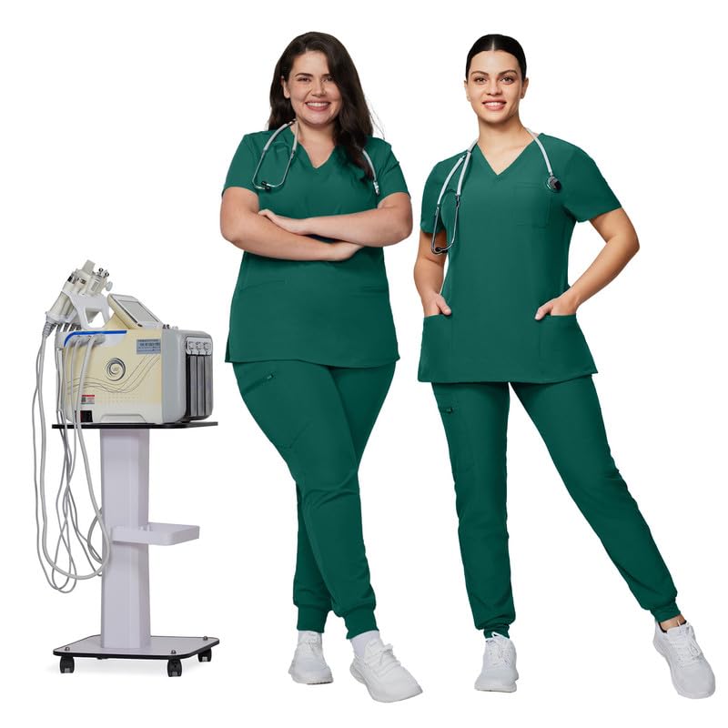 Image of Kitmaz Scrub Pants for Women - Mid Rise 4-Way Stretch Anti-Wrinkle Slim Fit Jogger Pants, Drawstring & 5 Pockets