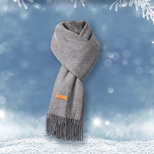 Cashmere Scarf For Womens Mens Super Soft Fashion Long Tassel Blue Scarf（80.7X25.6 In) (Gray) #TOP5