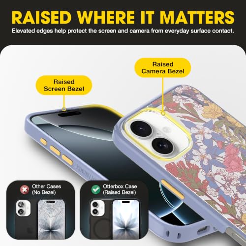 Image of OtterBox iPhone 16 Plus - Symmetry Series Slim MagSafe Case - Floral Purple | 3X Military Drop Protection - Slim - Shockproof - Pocket-Friendly - Raised Edges - Anchor Points - Non-Retail Packaging