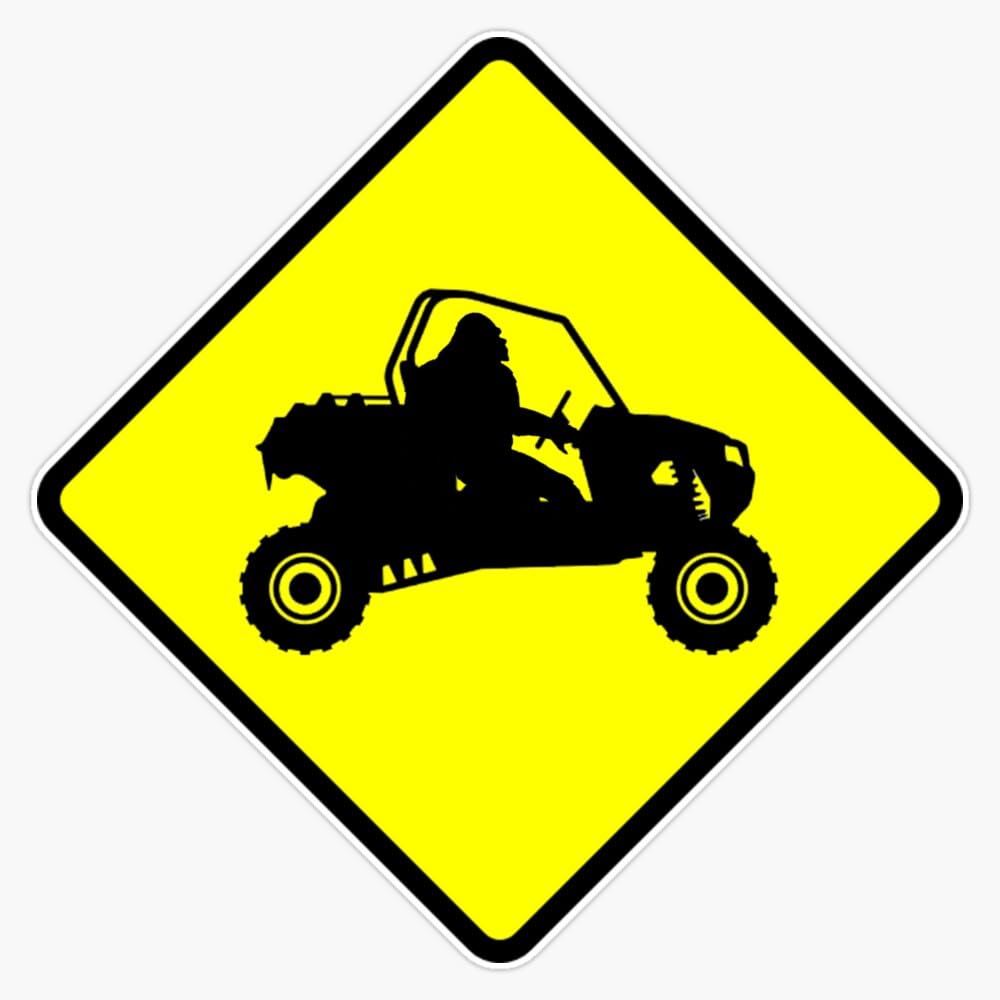 Sasquatch SXS Crossing Bigfoot Driving UTV Road Sign Window Bumper Sticker Decal 5"