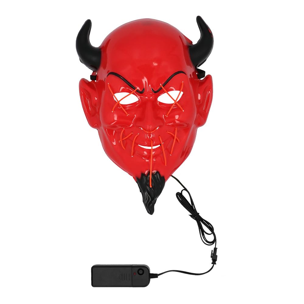Boland 72385 LED Mask Devil with Light, Face Mask for Costumes, Halloween and Carnival, Demon, Killer
