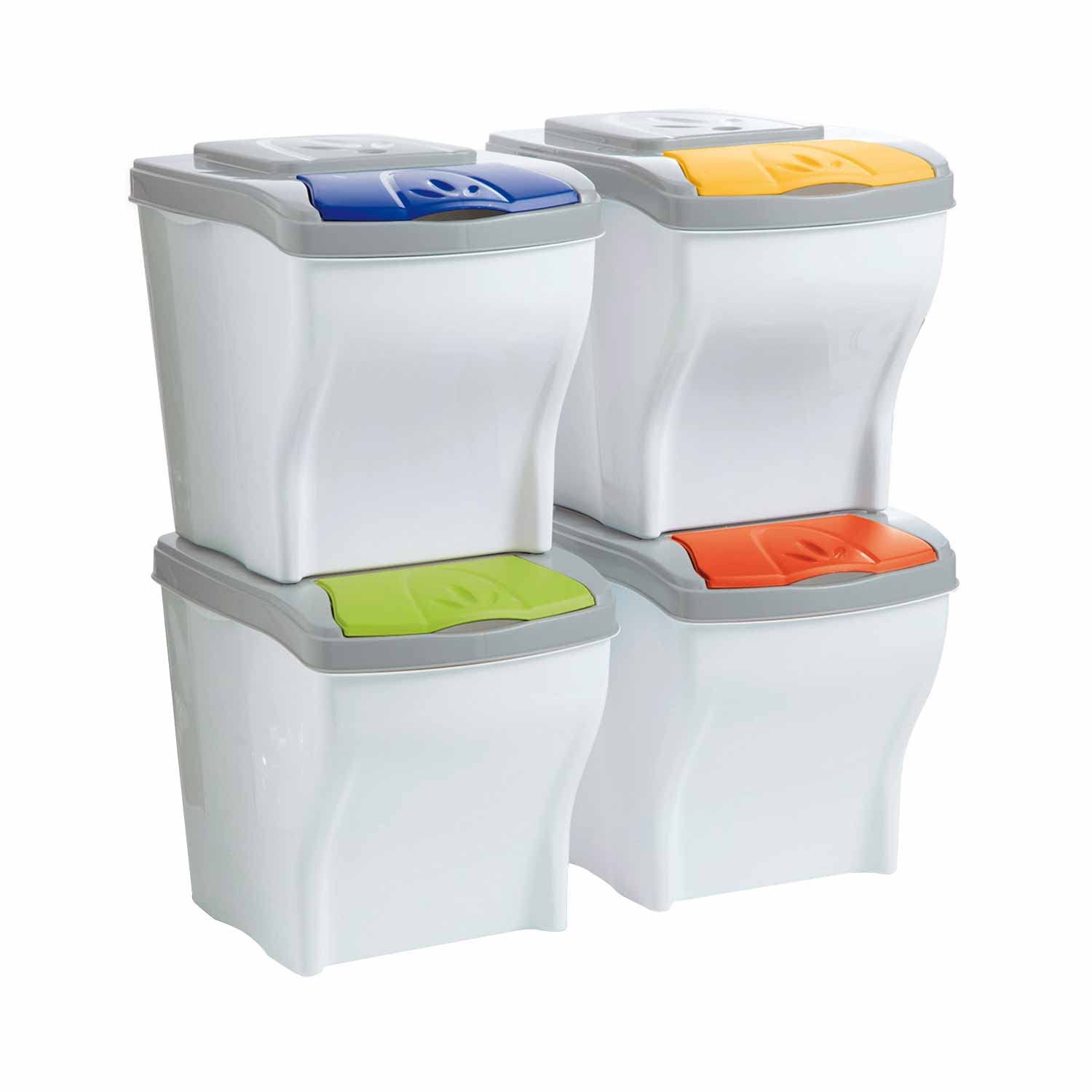 Set 4 Secchi Per Raccolta Differenziata Poker Bama - 28x40x31 Cm - Colorati E Sovrapponibili - Foto 10