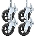 BestEquip 4 Pack Scaffolding Caster Wheels 8" x 2" with Dual Locking Rubber Swivel Caster 360 Degrees Heavy Duty Casters 1100LBS Capacity Per Wheel for Warehousing and Industrial Equipment