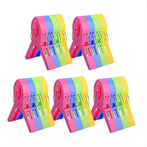 KSPOWWIN 20 Pack Beach Towel Clips Chair Clips Towel Holder for Beach Chair