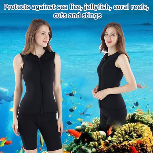 Chaleco de neopreno para mujer 3MM traje de buceo con cremallera frontal, cálido, anti-UV, sin mangas para surf, natación y snorkel miniatura 4