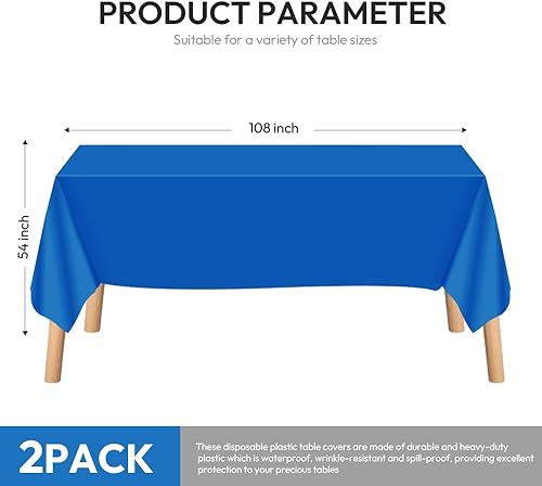 Miniatura 2 de Manteles de plástico desechables de aluminio brillante para mesas rectangulares, paquete de 2, 54 x 108 pulgadas, perfectos para fiestas, eventos y