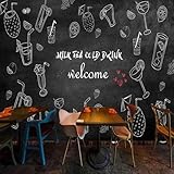 XLMING Dibujado A Mano Arte Pizarra Bebida Fría Fresas Naranjas 3D Papel Pintado Pared Premium Textura Seda Estudio Comedor Vinilos Dormitorio Sofás TV Cocina-200cm×140cm