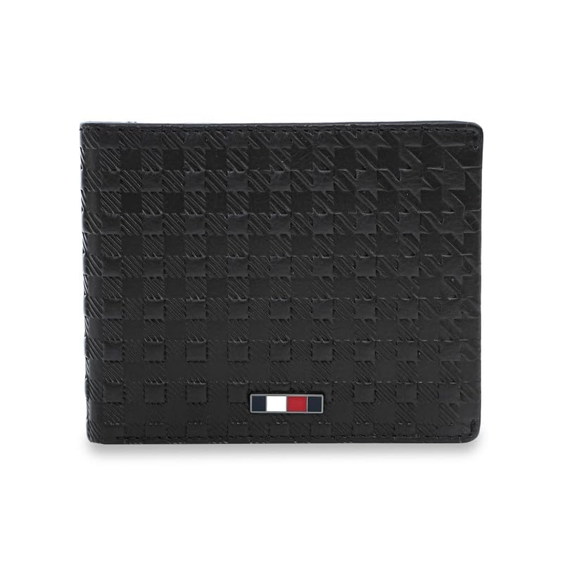 Tommy Hilfiger Men’s Leather Global Coin Wallet Palena| Brown Bifold with Debossed Pattern & Coin Pocket | Stylish & Functional | Ideal for Gifting