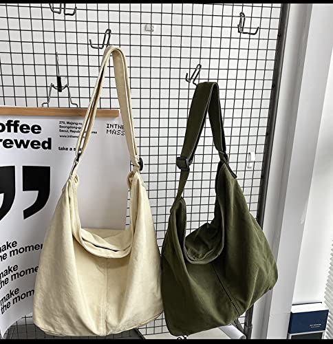 Bolso Hobo de Lona para Niñas Casual con Correa Ajustable Beige miniatura 7