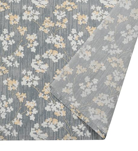 Image of Floral Printed Home Decor Curtains for Living Room, Bedroom Doors and Windows Panel, Parda, Eyelets Hanging, Grey, 4 x 8 Feet, 1 Piece
