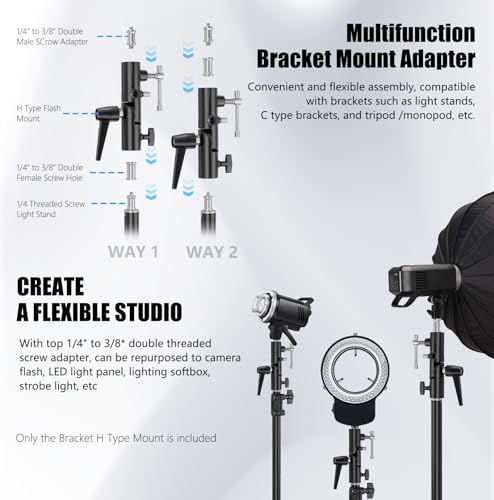 Soporte de flash para trípode con adaptador de luz LED speedlite y tornillo de 1/4 a 3/8 3