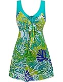 Wantdo Women's Solid One piece Bathing Elegant Crossover Swimsuit Full Figure,GreenBanana,XL(US8-10),Asian Size : 4XL