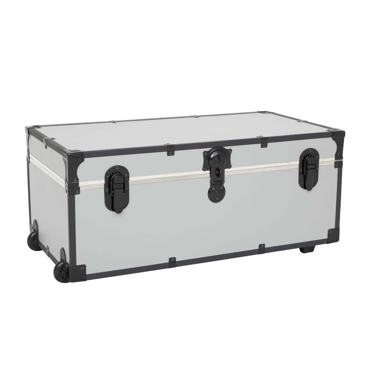 Rustic Romance Heavy Duty 30" Under Bed College Storage Trunk with Lock, Latch Closure Type, 15.75" D x 30" W x 12.25" H, Ideal Camp Dorm Room Trunk Footlocker