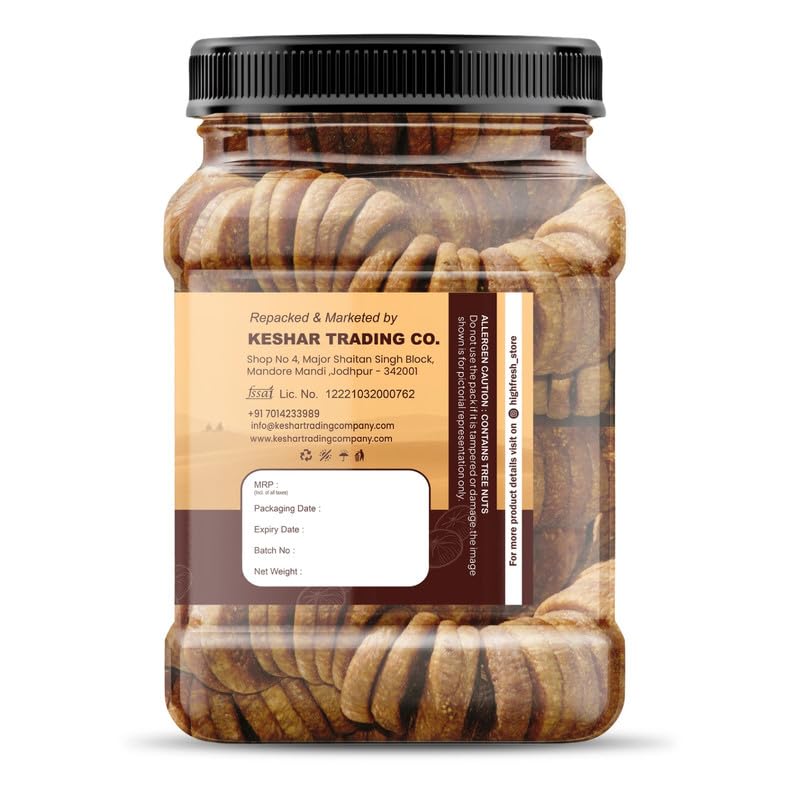 Image of HighFresh Premium Afghani Anjeer 1kg | Soft Juicy Dried Figs Dry Fruit | No Added Sugar, Rich Source Of Fiber | Low in Fat Healthy Snack Perfect for Gifting | Jar Pack Of 1