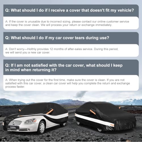 Image of 10 Layers Sedan Car Cover Custom Fit for Buick Lucerne (2005-2011), Waterproof All Weather for Automobiles, Outdoor Full Cover Sun Dust Rain Protection with Cotton. Black