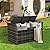 Brightpeak 90 Gallon Patio Storage Bench, Outdoor Wicker Deck Box with Cushion, PE Rattan Box with Handles (Grey)