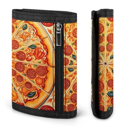 Trifold Wallet for Men, A Full Pizza Coin Purse Slim Money Clip Credit Card Holder with 8 Card Slots3