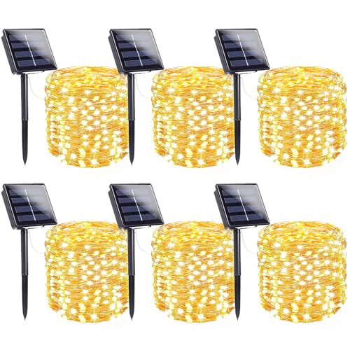6-Pack Solar String Lights Outdoor, Extra-Long 600LED Christmas Fairy Lights